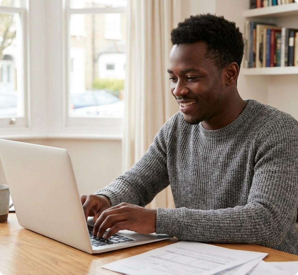 Professional working remotely on a laptop